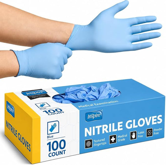 Inspire Black Nitrile Disposable Gloves | 4.5 Nitrile Disposable Safety Medical Cooking Cleaning Gloves