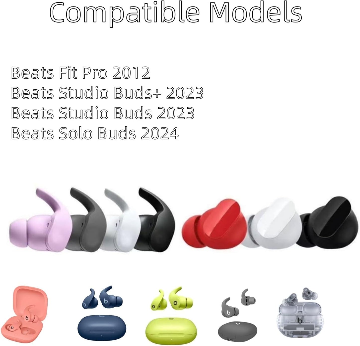 Replacement Ear Tips for Beats Fit Pro, Beats Studio Buds+, Beats Studio Buds, Beats Solo Buds Silicone Earbuds Washable Noise Isolation, Fit in The Charging Case, 6 Pairs S/M/L (Coral Pink)