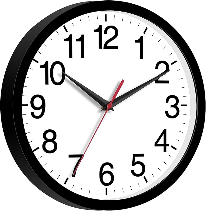 Rohioue 14 Inch Wall Clock Modern Battery Operated Silent Non Ticking Large Analog Clock for Living Room Office Home Bedroom Kitchen Bathroom(Black)