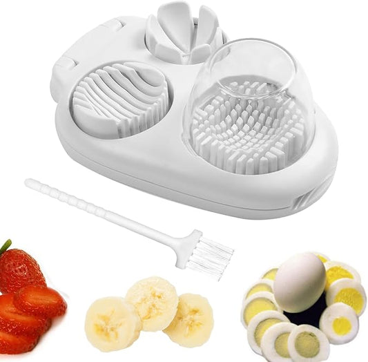 2 Pcs 3 In 1 Egg Slicer,Egg Slicer For Hard Boiled Eggs,Stainless Steel Strawberry Slicer,Egg Cutter,Egg Opener For Hard Boiled Eggs,3 Slice Modes For Strawberry, Mushroom, Grape, Cherry Tomato