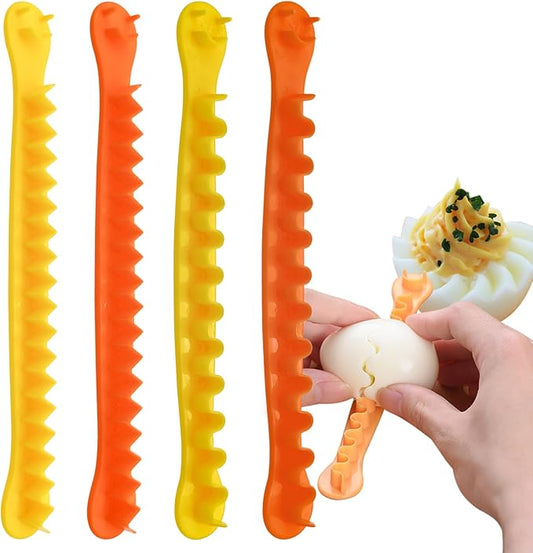 4 PACK Fancy Cut Eggs Cutters, Fancy Cooked Eggs Cutter Multi-functional Household Egg Cut Flower Shaper, Exquisite Kitchen Accessories, Easy to Clean (2 Shapes)