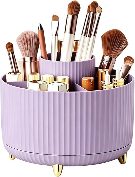 Makeup Brush Holder, Makeup Brush Organizer Countertop, Skincare Makeup Cosmetic Perfume Organizer Storage Box Case for Vanity Bathroom Countertop(Purple)