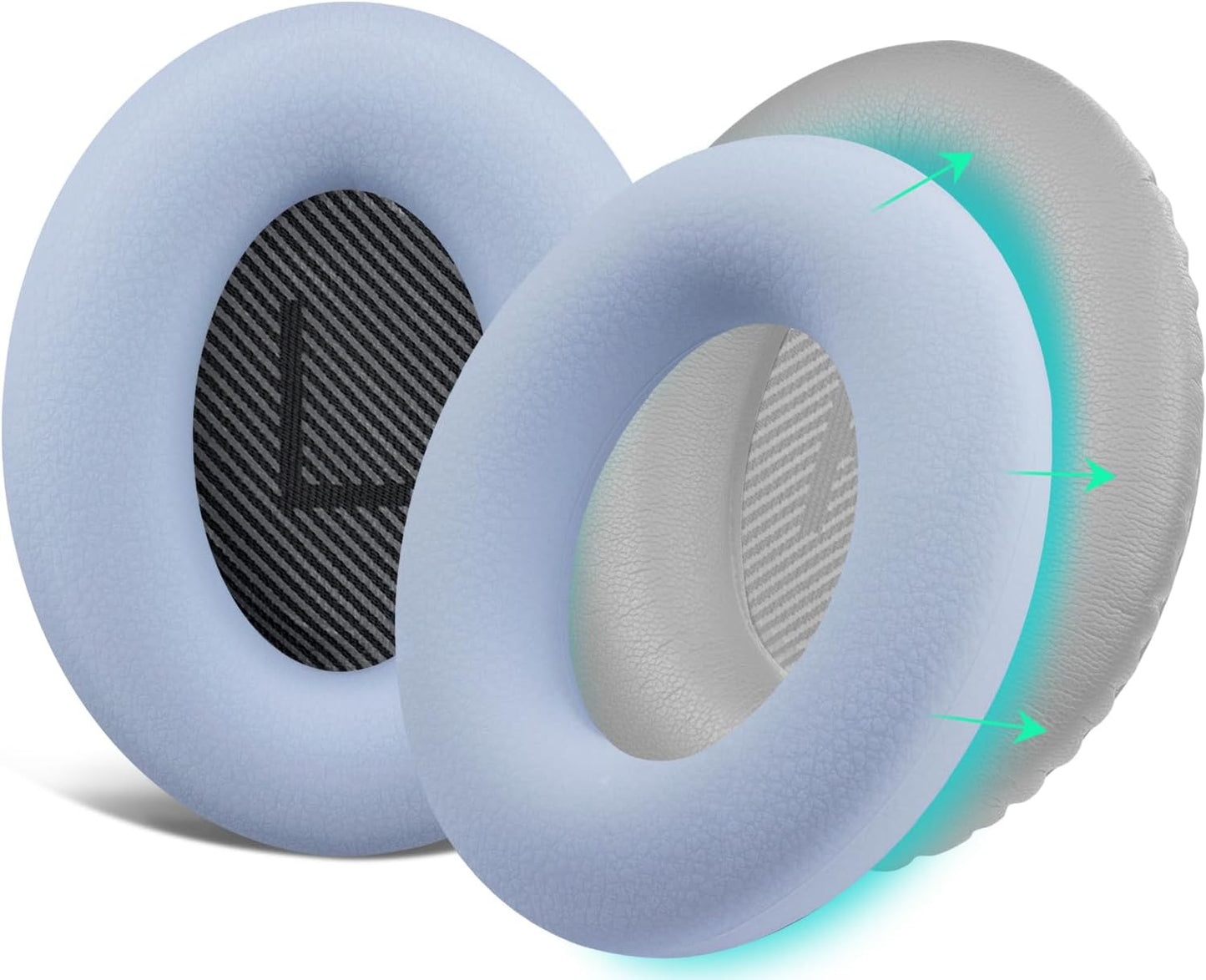 SOULWIT Silicone Ear Pads Cover Protector for Bose QuietComfort QC15 QC25 QC2 QC35 QC45/Ae2 Ae2i Ae2w/SoundTrue & SoundLink AE Headphones Cushions, Sweatproof, Easily Washable - Moonstone Blue