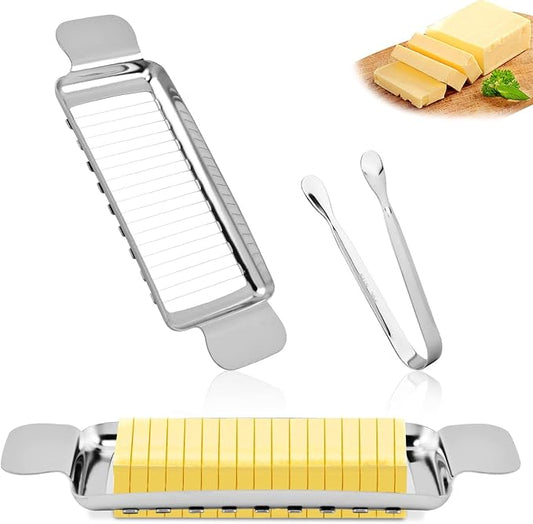 Butter Slicer Cutter, Multipurpose Butter Cheese Slicer, Stainless Steel Wire Cutter for Block Cheese, Butter, Eggs & Soft Fruits