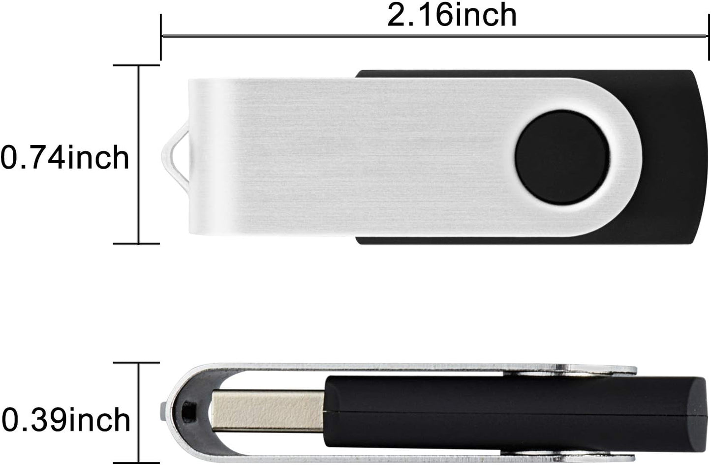 Wholesale Bulk 2GB USB Flash Drives 50 Pack, KOOTION Thumb Drive Flash Drives Swivel Memory Stick 2G USB Stick, Black 50 Pcs