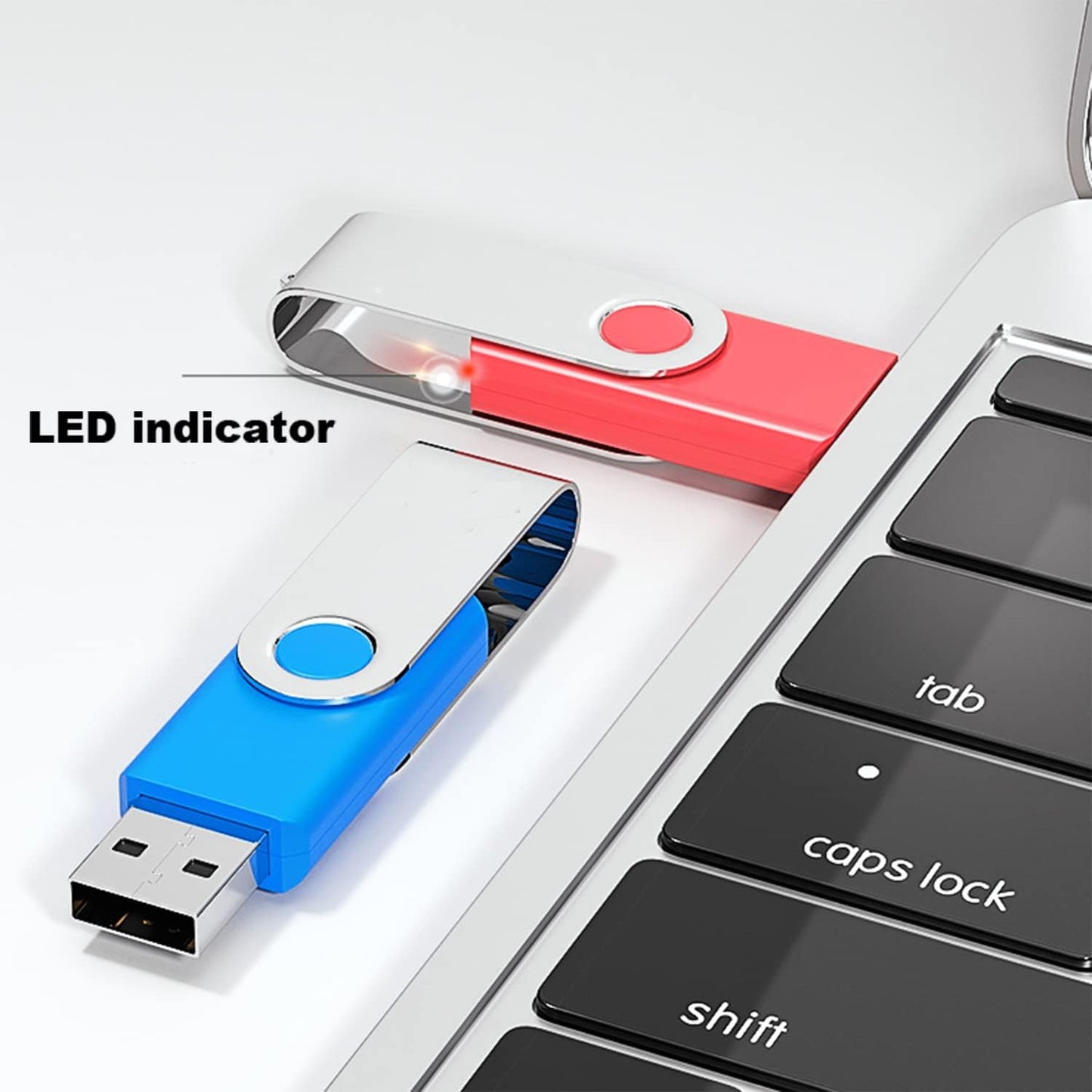 2 Pack 32GB USB Flash Drive USB 2.0 Thumb Drives Jump Drive Fold Storage Memory Stick Swivel Design - Black