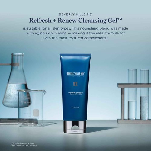 Beverly Hills MD Refresh + Renew Cleansing Gel - Facial Cleanser for Hydrating and Brightening Appearance of Aging Skin - Exfoliation Formula for Skin Complex Rejuvination - For a Youthful Glow