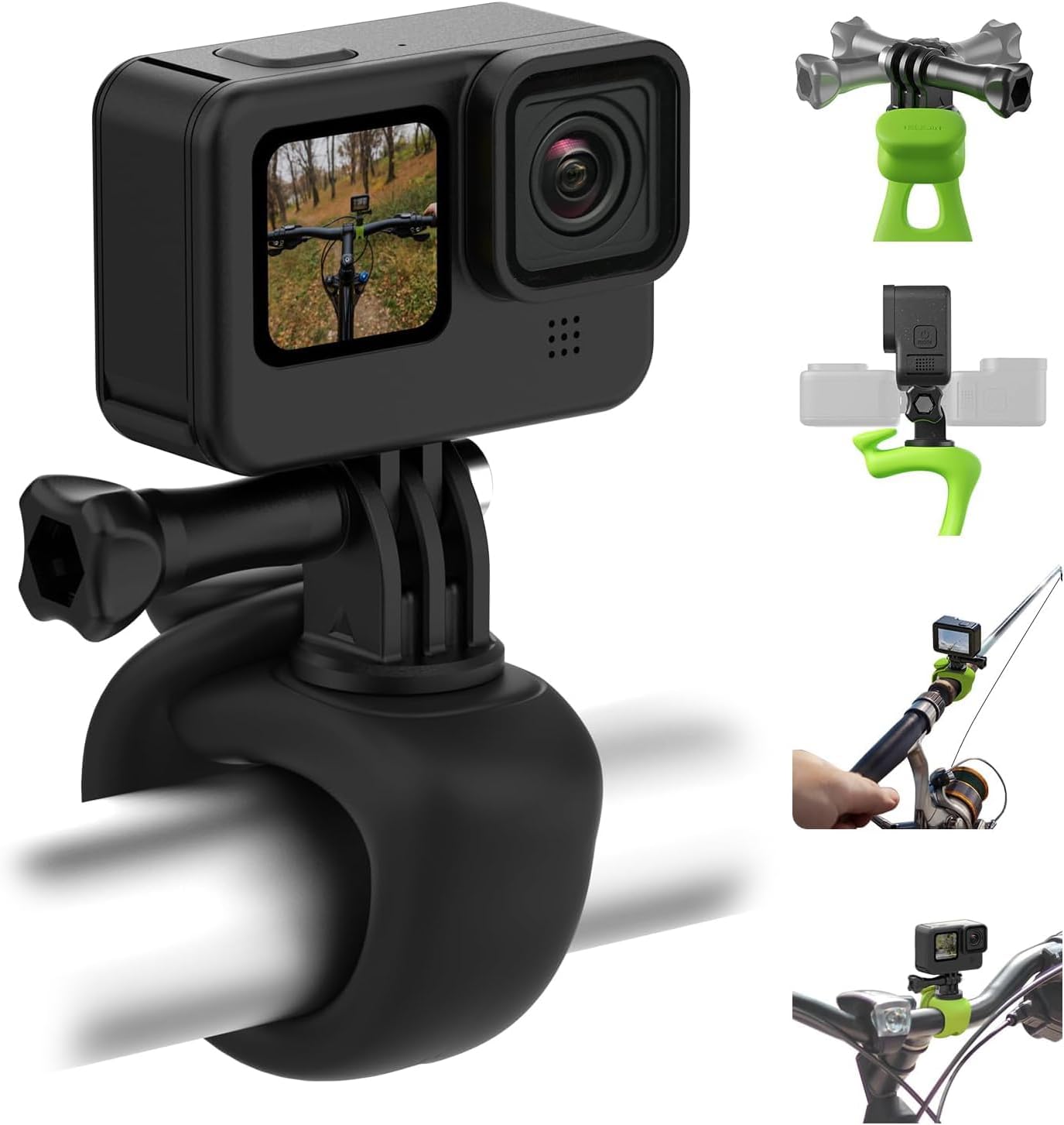 TELESIN Camera 360 Strap Mount Flexible Wrap Band Bike Motorcycle Handlebar Tube Roll Bar Stick Pole Ski Holder Accessories for GoPro Hero 13 12 11 10 Insta360 X5 DJI Osmo Nano Action 5 Pocket 3 AKASO