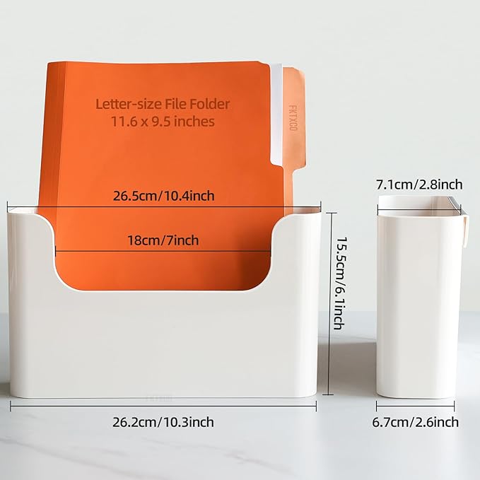 Wall Mount File Organizer Holder Hanging File Organizer Door Office Mail Supplies Storage Magazine Envelope Planner Wall Single Pocket (Off White, 2 Pack)