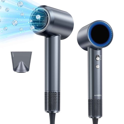 Hair Dryer, 150000 RPM Professional High-Speed Blow Dryer, Negative Ionic Hair Dryer for Fast Drying, Low Noise Thermo-Control HairDryer with Magnetic Nozzle for Home Travel Women Man