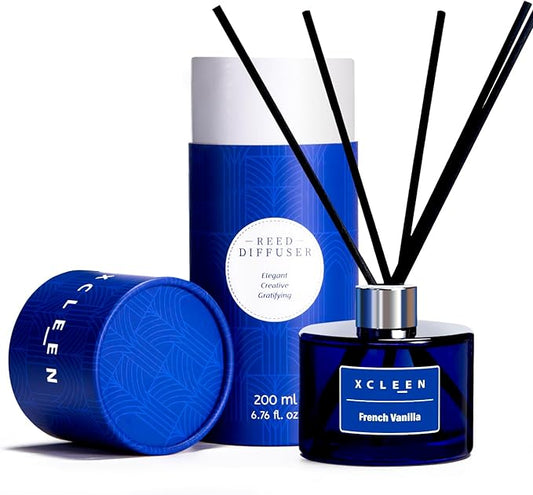 Xcleen Reed Diffuser Set, 6.7Oz French Vanilla Scented Oil Diffuser for Home & Office Decor, Air Freshener for Anyroom