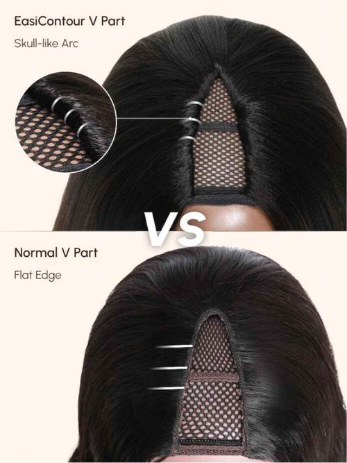 UNICE V Part Wigs Human Hair Yaki Straight Clip in Vpart Glueless Human Hair Wig No Sew in No Glue Ombre Chestnut Brown Beginner Friendly 150% Density 18 inch