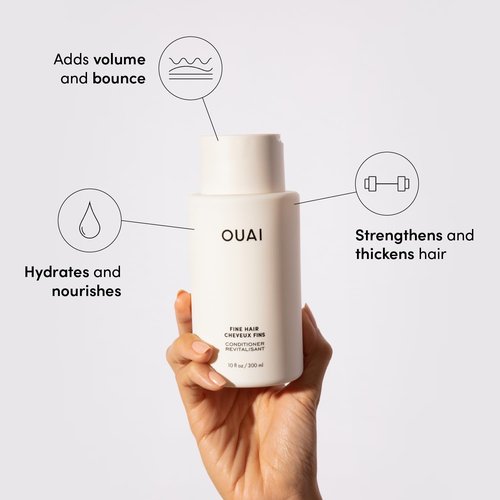 OUAI Anti-Frizz Bundle - Fine Hair Crème, Shampoo & Conditioner Set (3 Count)
