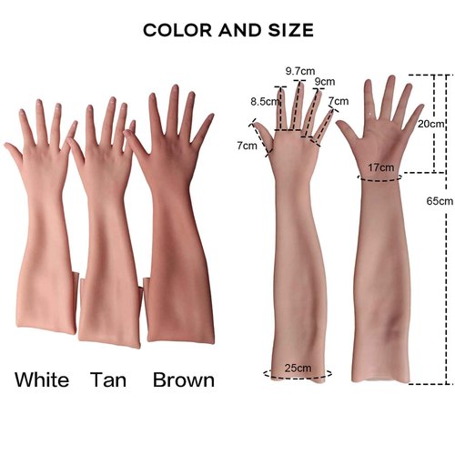 EQAIWUJIE Realistic Silicone Gloves for Crossdressers or prosthetics Soft Silicone Gloves Fake Female Hand (Left Arm, Tan)