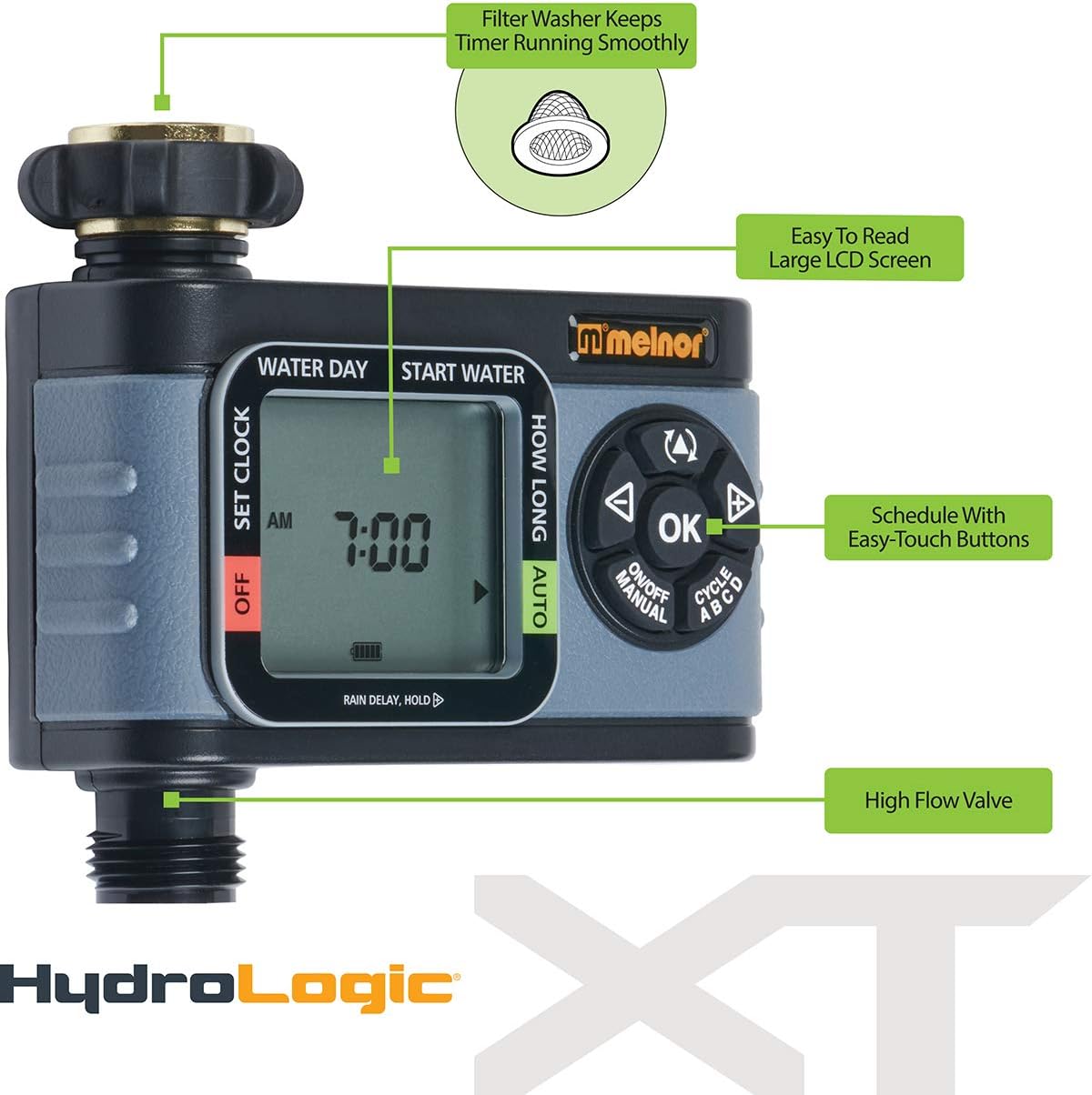 Melnor 65169AMZ Hydrologic Digital Timer, Grey, Black