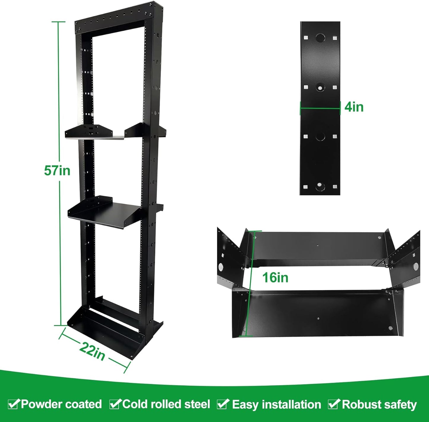 2 Post 29U Open Frame Server Rack 2-Post Server Rack Network Rack,No Tray Included,for 19 Inch Equipment, Networking Data & IT Devices,1260lbs Weight Capacity Rack(2P-LD-29U)