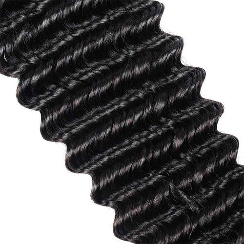 Human Braiding Hair Deep Wave Bulk for Braiding No Weft 12A Brazilian Virgin Curly Extensions for Boho Braids Wet and Wavy Hair (1B-Deep Wave, 22/200g)