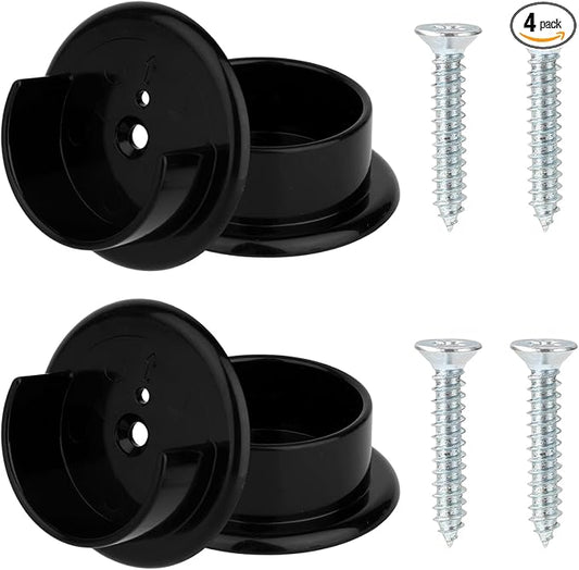 4pcs Closet Rod Holders, Plastic Closet Pole Sockets for 1-3/8" Rods Wardrobe Tube Support Bracket with Screws for Home Bathroom Curtain Clothing Store (Black)