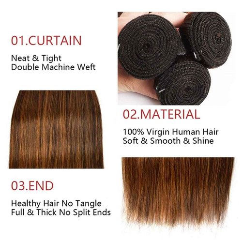 Condescension Human Hair Bundles 22 24 26 Inch Chocolate Brown P4/30 Straight Bundles Human Hair 100% Unprocessed Soft Sewn In Hair with Double Weft for Black Women