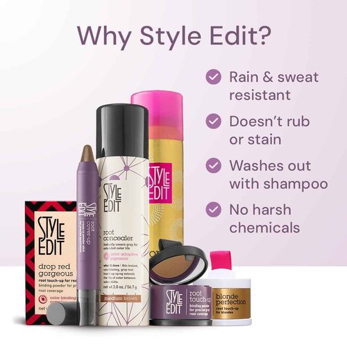 Style Edit Root Touch Up Stick for Gray Hair Coverage and Dark Brown, Temporary Hair Color, Premium Shading Sponge Pen, Hair Makeup Cover Up, 0.11 oz 2 Pack