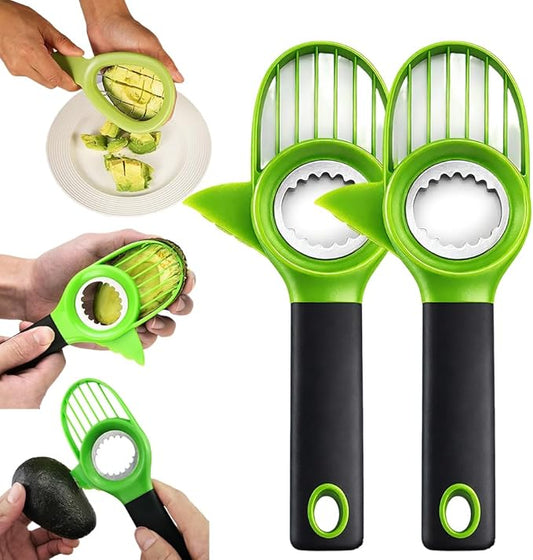 3 in1 Avocado Tool Split, Pit, and Slice, Avocado 3 Piece Set, Includes Avocado Slicer, Cutter and Airtight Storage Container,Kitchen Gadget (2 pcs)