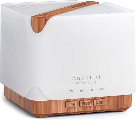ASAKUKI Essential Oil Diffuser for Home, Large 700 ml Humidifier with Automatic Shut-Off, Scent Aromatherapy Diffuser with 7 LED Lights for Living Room, Kitchen, Bedroom, Hotel - Yellow