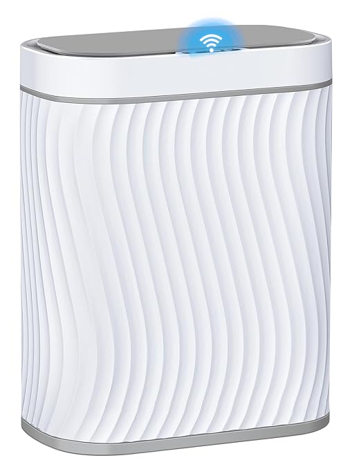 steo spce Automatic Motion Sensor Bathroom Small Trash Can with Lid, 2.6 Gallon Touchless Slim Garbage Can, Smart Waterproof Trash Bin for Bedroom, Restroom, Living Room, Office