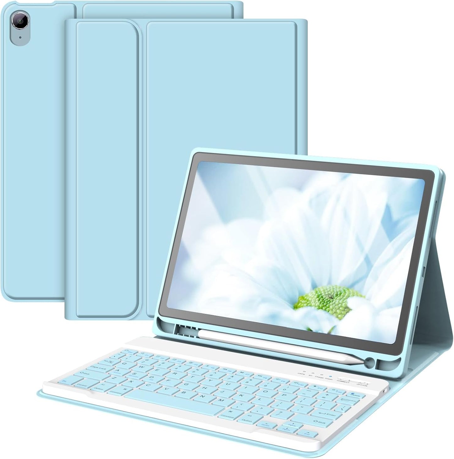 Keyboard Case for iPad Air 11-inch M2 2024/ Air 5th/ 4th Generation- Detachable Bluetooth Keyboard Case with Pencil Holder - Flip Stand Cover for iPad Air 11" M3/M2 (2025/2024)/Air 5 2022/Air 4 2020