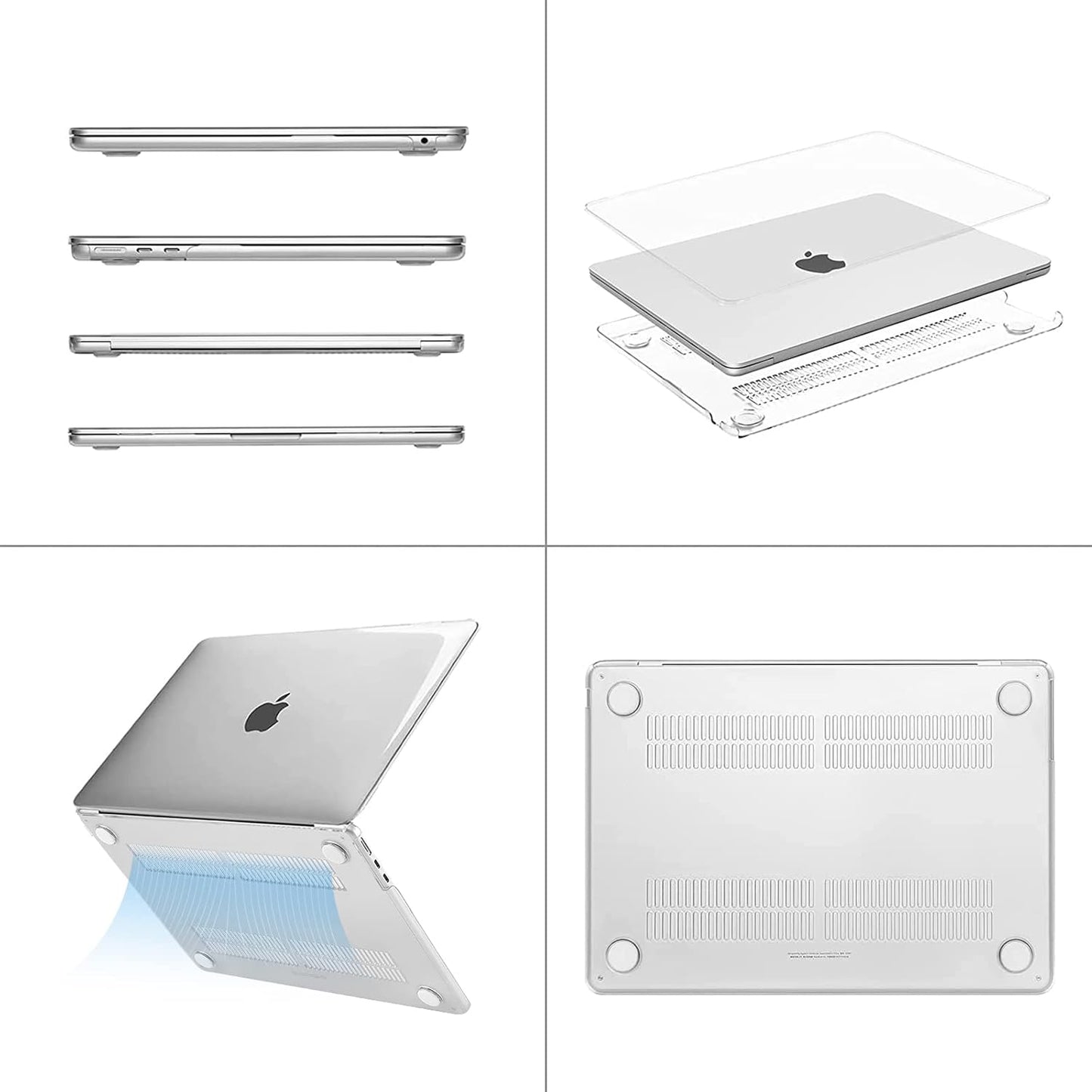 MOSISO Compatible with MacBook Air 13 inch Case 2025 2024 2023 2022 M4 A3240 M3 A3113 M2 A2681, Plastic Hard Shell&Keyboard Cover&Screen Film&Type C for MacBook Air 13.6 inch Case, Crystal Clear
