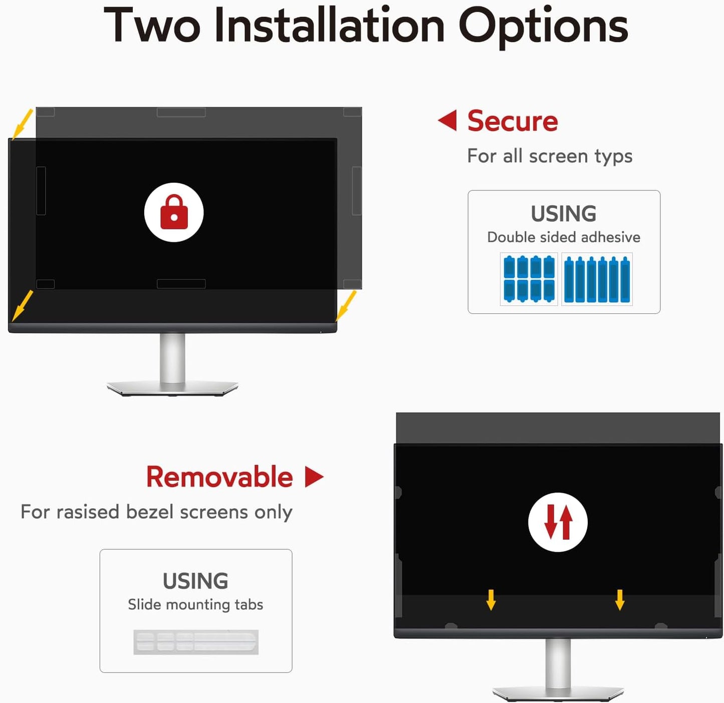 bersem 24 inch Removable Computer Privacy Screen Filter for 16:9 Ratio Monitor, Anti-Spy, Anti-Glare, Anti-Scratch, UV-Blocking