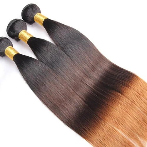 Hydtxc T1B/4/30 Straight Human Hair Bundles 18 20 22 Inch Omber Chocolate Brown 12A Raw Unprocessed Brazilian Virgin Quick Weave Hair for Black Women