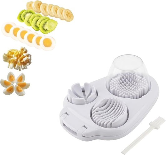 3-In-1 Egg Slicer for Hard Boiled Eggs,Stainless Steel Egg Cutter with 3 Cutting Modes,Multipurpose Kitchen Gadget,Dicer for Butter Strawberry,Mushroom,Banana,Cherry,Tomato
