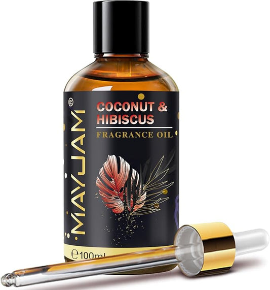 Coconut & Hibiscus Fragrance Oil Essential Oil, MAYJAM 3.38FL.OZ Coconut & Hibiscus Oil for Diffusers for Home, Long Lasting Scented Oils for Soap Candle Making - 100ML