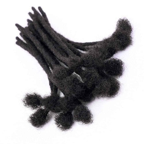 WacanDan 0.4cm Thickness 100% Human Hair Dreadlock Extensions 10 Inch 60 Strands Full Handmade Can be Dyed and Bleached Permanent Loc Extensions Human Hair Natural Black