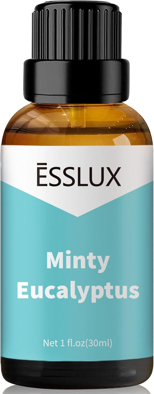Minty Eucalyptus Fragrance Oil - ESSLUX Essential Oils for Diffuser, Candle Soap Making Scents, Fresh Clean Scented Perfume for Humidifier Home Fragrance, 1 fl oz