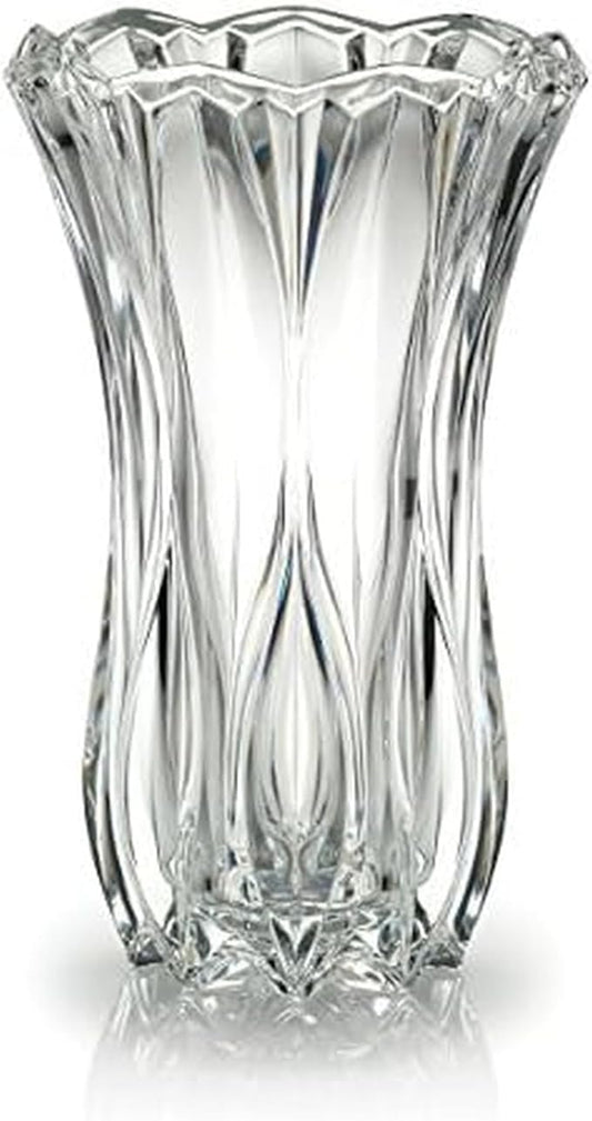 Celebrations by Mikasa Blossom Crystal Vase 12 Inch - Sculpted Flower Design for Fresh Bouquets, Home Decor, Centerpieces - Traditional and Contemporary Style