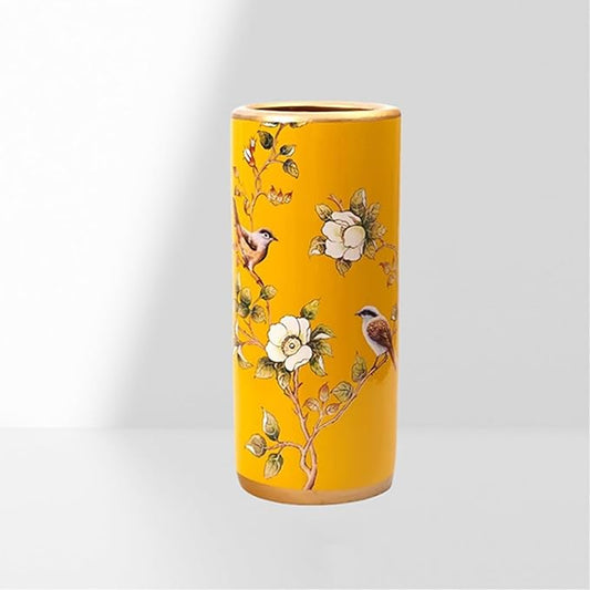 Ceramic Umbrella Stand Umbrella Holder for Entryway Hand-Made Umbrella Stand Barrels Umbrella Holder Cane Floor Standing Vase Ceramic Storage Bucket for Home Office Entrance Indoor.(Yellow 202)