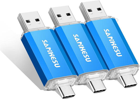 32GB 3 Pack 2-in-1 USB C Flash Drive Type-A+Type-C 3.1 Dual Drive OTG,Speed Up to 120MB/s USB C Storage Flash Drive Compatible with iPhone 16/15, Android Smartphone/Tablets/Computers