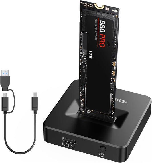 ACASIS NVME SSD Reader Adapter, Aluminium Alloy Housing Fast Heat Dissipation, NVME to USB Docking Station, M.2 SSD to USB Adapter 10Gbps, Support M.2 (M Key) NVMe SSD and (B+M Key) SATA-Based SSD