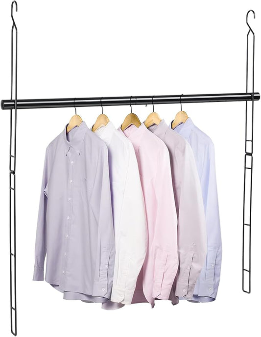 Closet Extender Hanging Rod 46.9in Closet Hanging Rod Heavy Duty Closet Organizer 6 Height Adjustble Closet Rod Extender, Closet Rods for Hanging Clothes, Black
