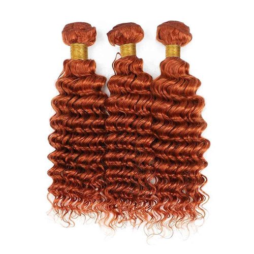 Giginger Bundles Human Hair 26 28 30 inch Orange Deep Wave Bundles 350 Color Human Hair Unprocessed Quick Weave Soft Sewn In Hair Extensions for Black Women