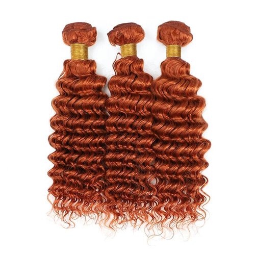 Giginger Bundles Human Hair 18 20 22 inch Orange Deep Wave Bundles 350 Color Human Hair Unprocessed Quick Weave Soft Sewn In Hair Extensions for Black Women