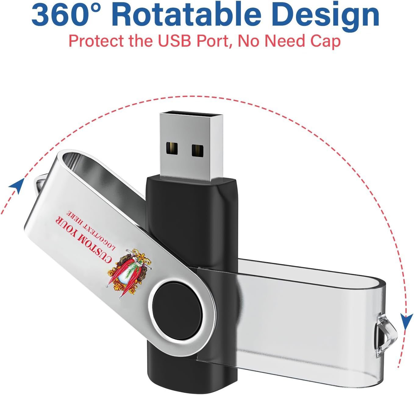 Personalized Flash Drives 512MB, Wooolken Customizable USB 2.0 Thumb Drives 10/20/50/100 Pack, Logo Memory Stick Custom Flash Drive Engraved Logo (Mixcolors)