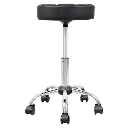 OFFICE FACTOR OfficeFactor Rolling Stool Swivel Chair Pu Leather Height Adjustable Doctor Stool Salon Spa Stools Non Scratch Wheels (Black)