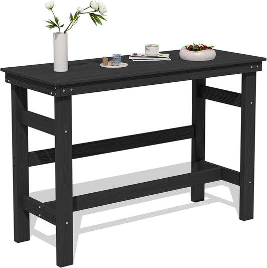 SERWALL 41" Outdoor Bar Table, All Weather HDPE Patio Bar Counter Height Table, Rectangle Patio Bar Table for Outside, Garden, Backyard, Balcony, Poolside, Black