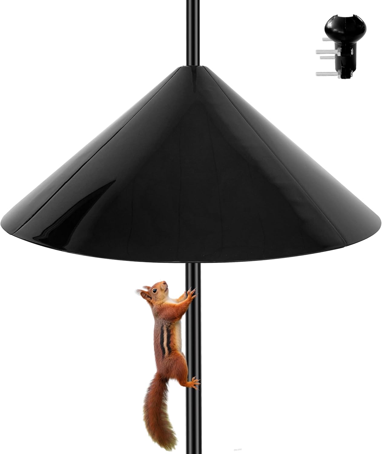 19-inch Squirrel Baffle, Squirrel-Proof for Bird Feeder Pole, Birdhouse Baffle for Shepherd's Hook in The Outdoors,Black(1 Pack)