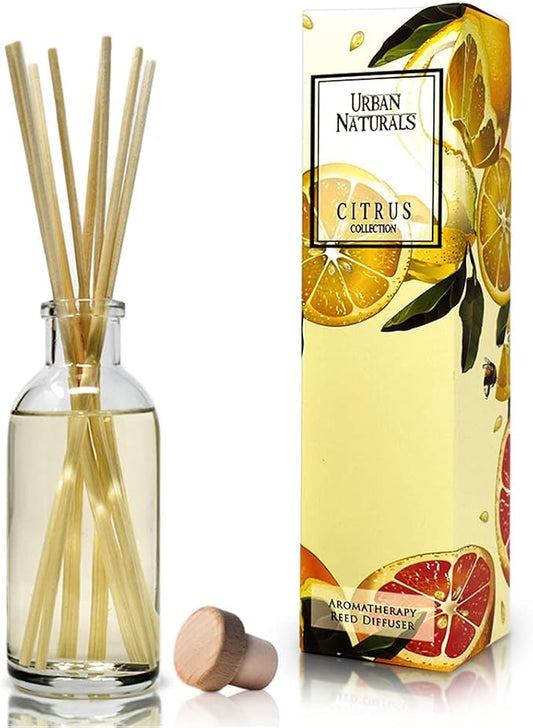 Urban Naturals Grapefruit Reed Diffuser Oil Set | with Bergamot Essential Oils & Tart Greens | Made in the USA