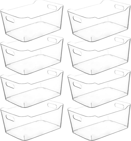 Clear Extra Large Plastic Storage Bins, Pantry Organizers and Storage Containers Fridge Organizer Bins for Organizing Home, Kitchen Organization. Bathroom, Refrigerator, Freezer, Laundry Room