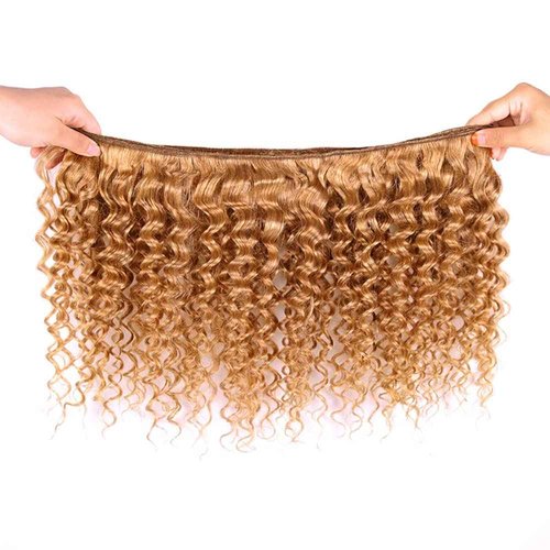 Honey Blonde Bundles Color #27 Deep Wave Human Hiar Bundles 26 28 30 Inch Unprocessed Brazilian Virgin Hair Blonde Human Hair Bundles Honey Blonde Deep Wave Bundles