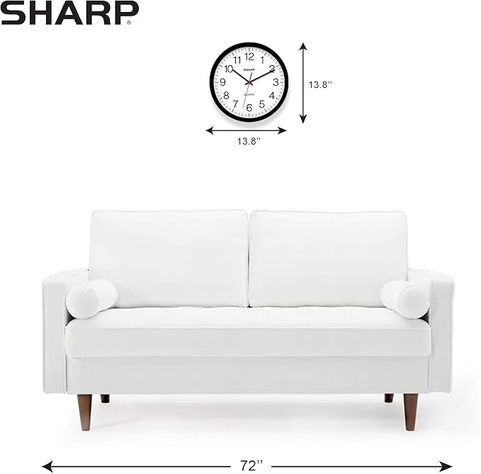 Sharp Wall Clock – Black, Silent Non Ticking 14 Inch Quality Quartz Battery Operated Round Easy to Read Home/Kitchen/Office/Classroom/School Clocks, Sweep Movement